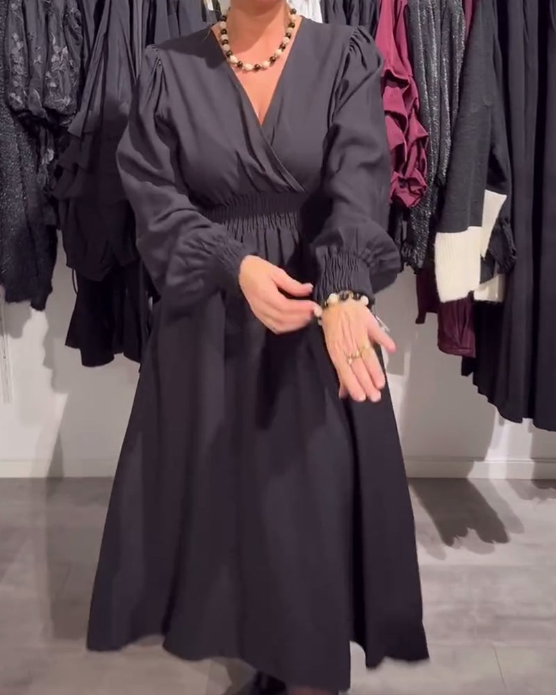 Jurk Met Pofmouwen En Taille-Omlijstend Design