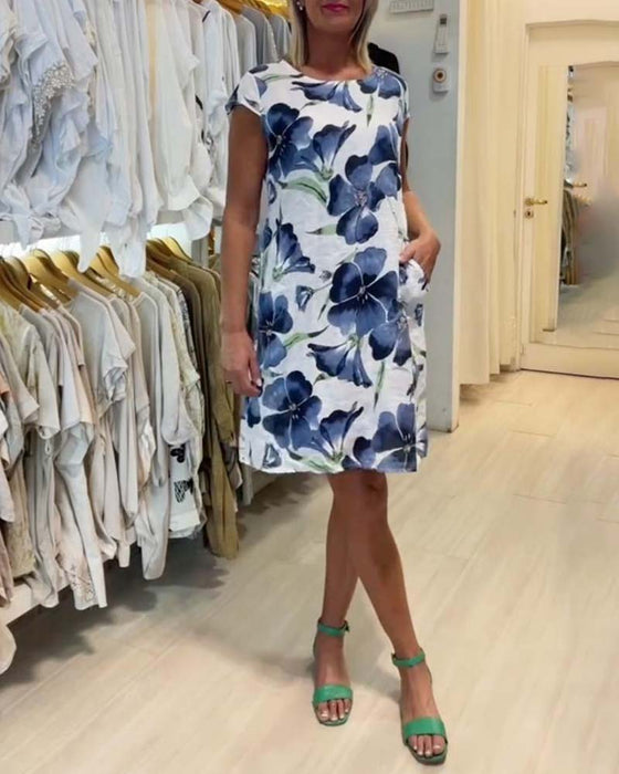 Jurk met korte mouwen en bloemenprint