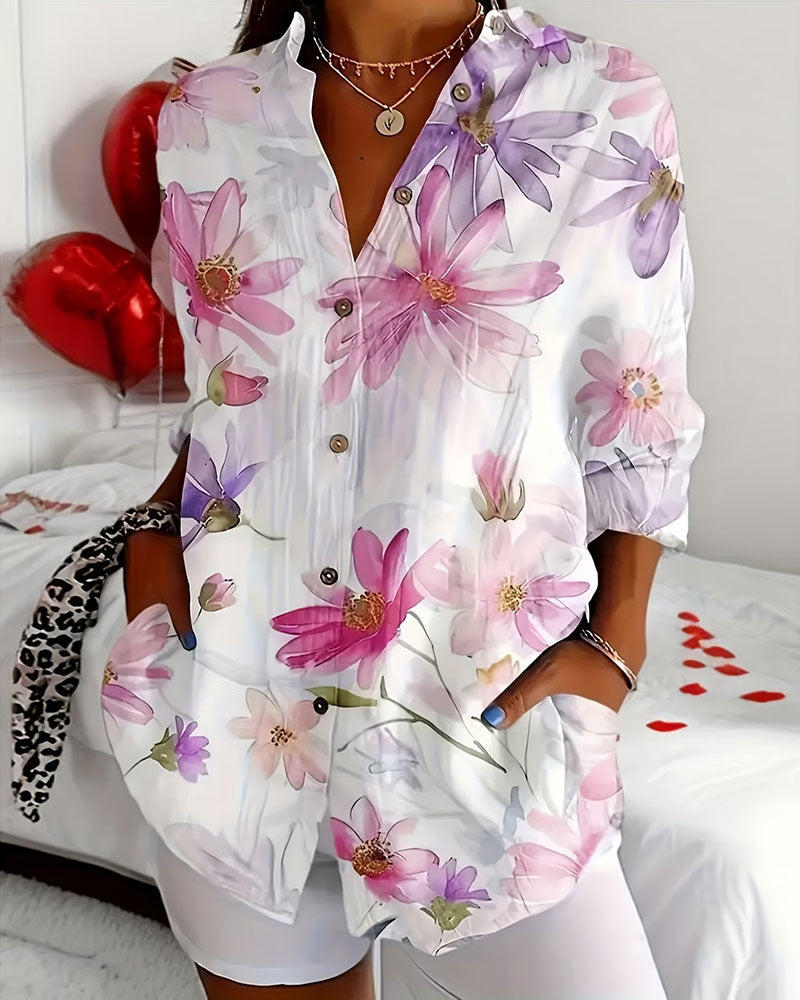 Overhemd Lange Mouw Bloemenprint