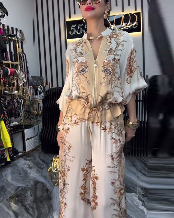 Wijd-Pijpen Pak Temperament Staande Kraag Rits