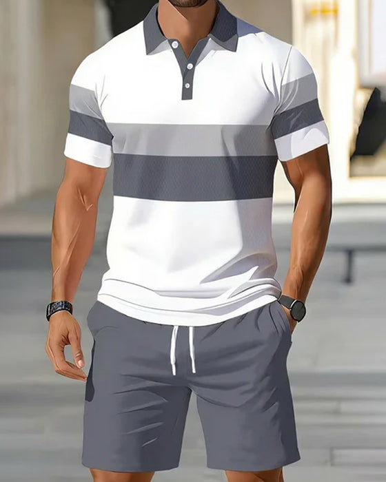 Set Gestreept Polo Heren Shorts