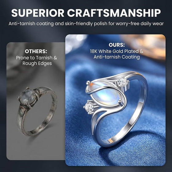 Ovale maansteen geometrische ring