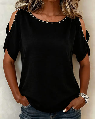 Blouse Off-Shoulder Korte Mouw Ronde Hals