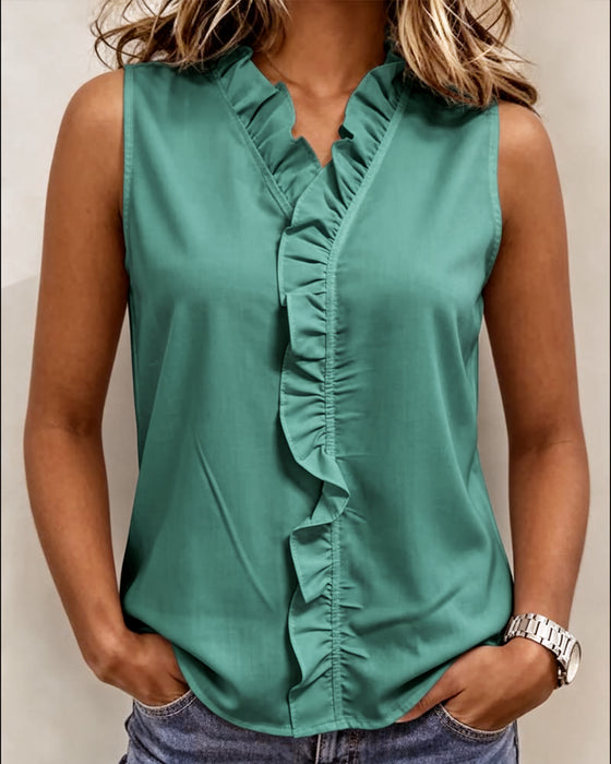 Tank Top Ruffle Mouwloos