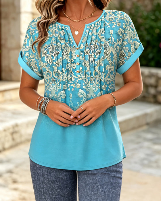 Blouse Verloop Bloemig Korte Mouw