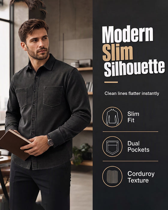 👔 Heren Casual Corduroy Overhemdjas – Klassieke Textuur Ontmoet Dagelijks Comfort