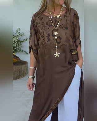 Blouse Met Leopardprint Ombré Lang