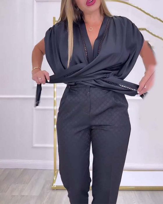 Blouse Lantaarnmouwen One-Shoulder Effen Kleur