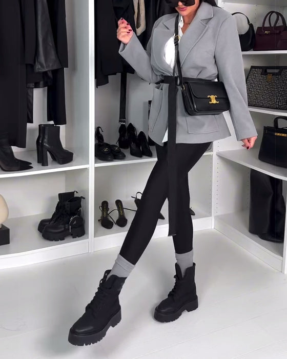 Effen Kleur Legging Met Enkelbandjes