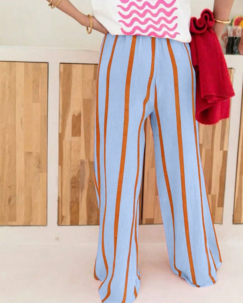 Broek Streep Zak Loose Fit Rechte Pijp Lang