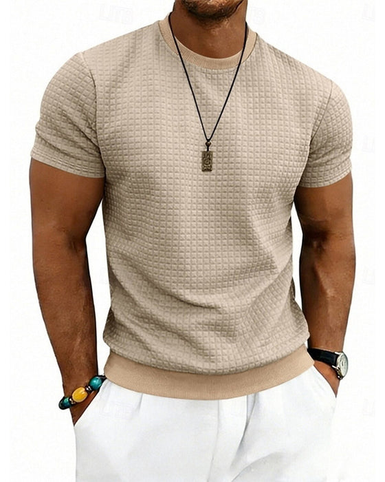 T-Shirt Geribbeld Rondhals Korte Mouw