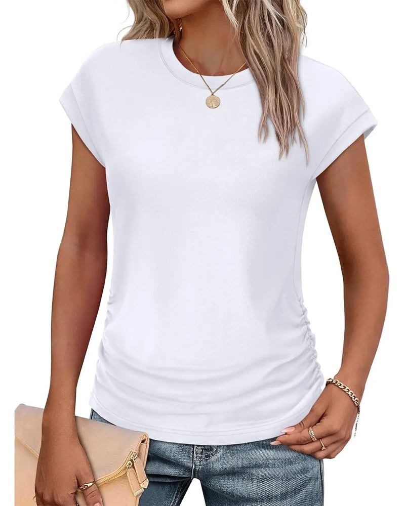 T-Shirt Zijde Rimpeling Korte Mouw