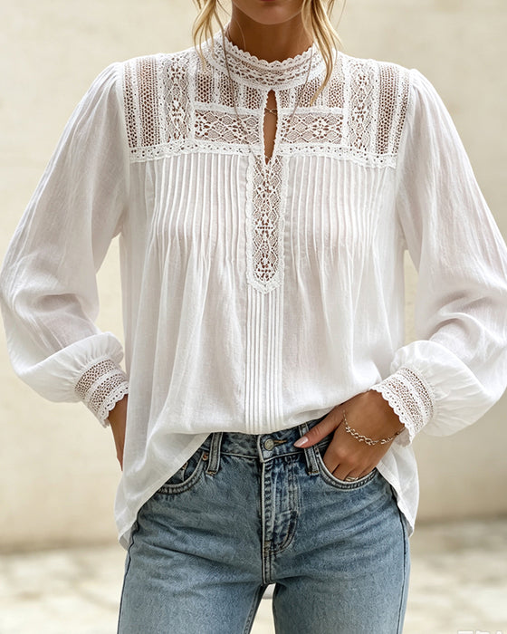 Blouse Lantaarn Mouw Effen Casual