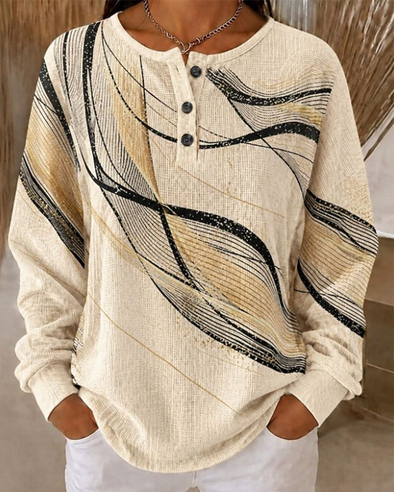 Sweatshirt Golf Lijn Print