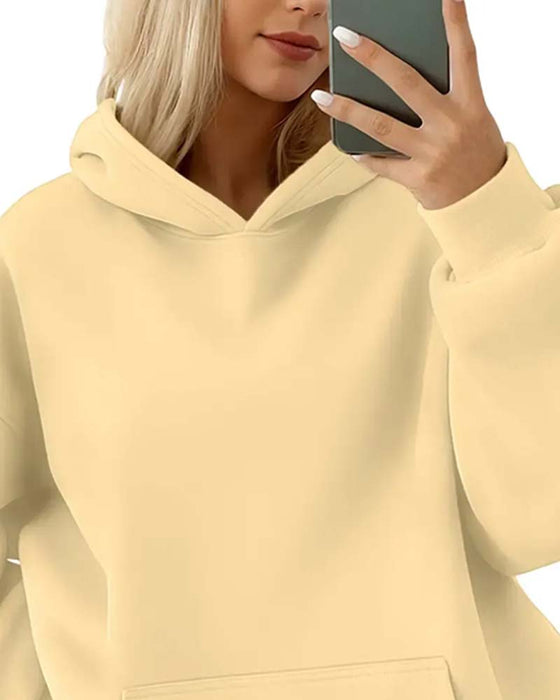Hoodie Effen Kleur Lange Mouw Casual