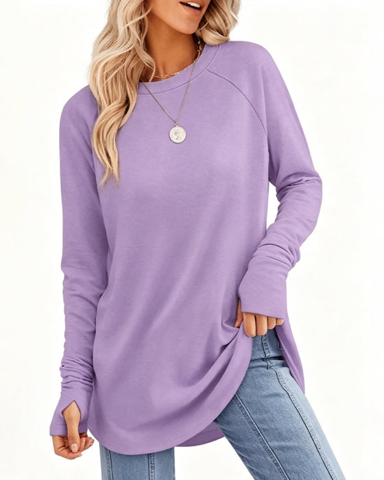 Top Relaxed Ronde Hals Raglan Lange Mouw
