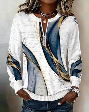 Hoodie Rits Pullover Contrast Los
