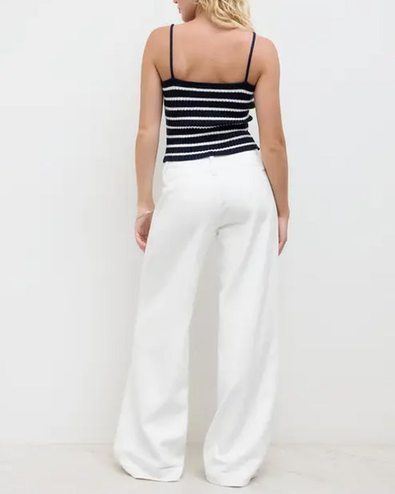 Broek Drie-Knoop Hoge Taille Wijd Been