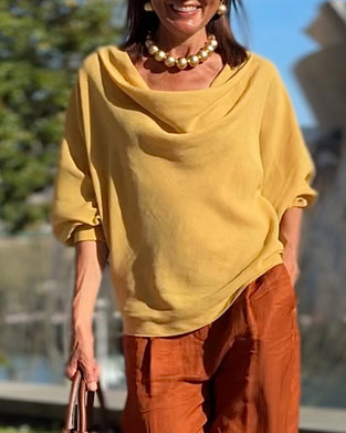 Blouse Gedrapeerde Hals Los