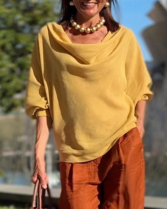 Blouse Gedrapeerde Hals Los