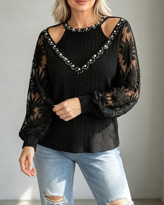 T-Shirt Parelgat Kant Geribbeld