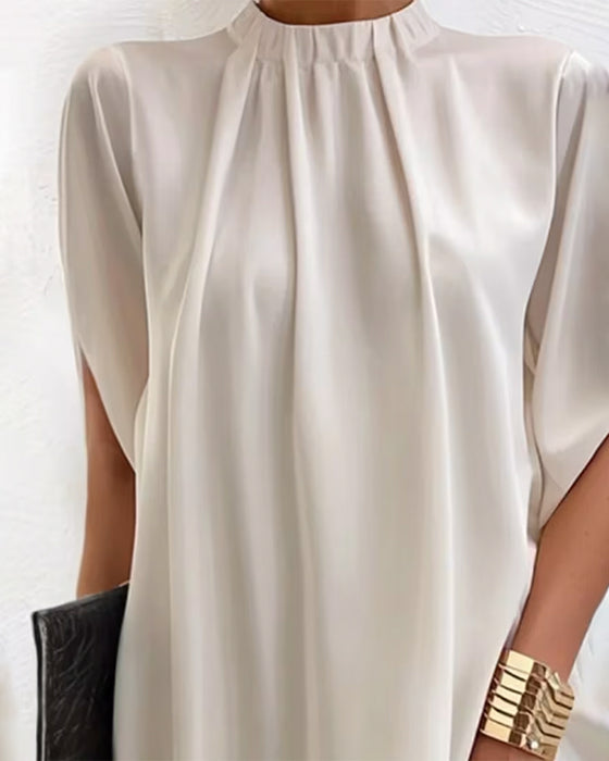 Jurk Casual Hoge Hals Recht Effen