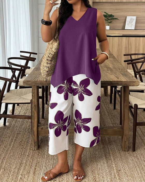 Set Elegant Print Mouwloos