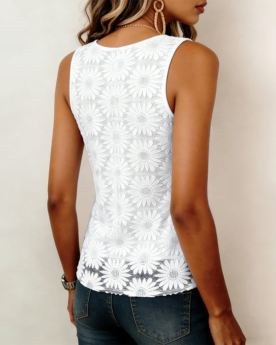 Tanktop Spaghettiband Kant Geborduurd