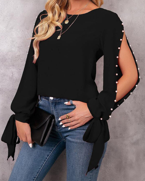 Top Stijlvol Effen Kleur Opbindbaar Gekrald