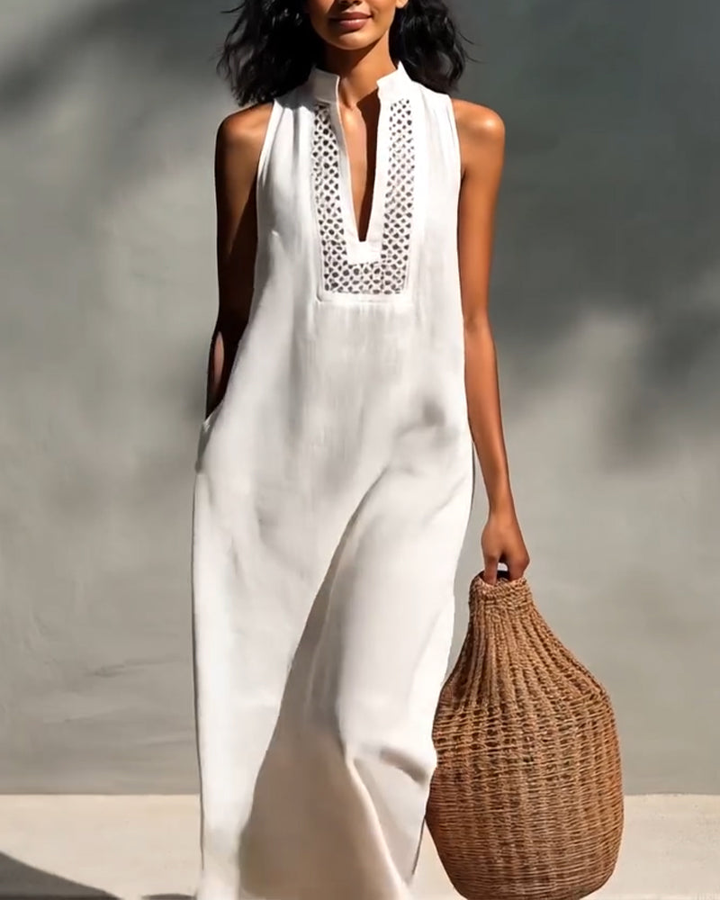 Jurk Mouwloos V-hals Lang