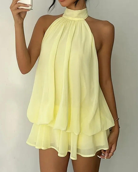 Jurk Halsband Chiffon Mini