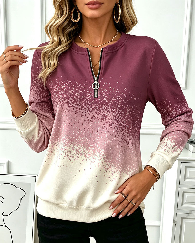Sweatshirt Rits Gradiënt Contrast