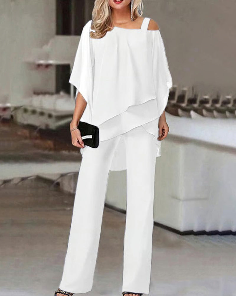Tweedelig Set Off-Shoulder Vleermuismouw