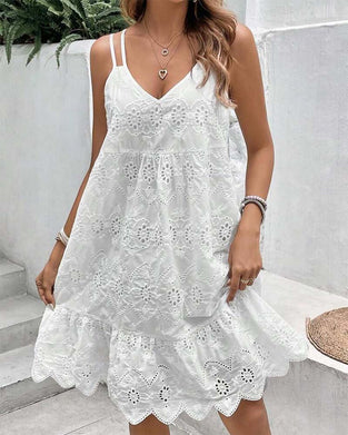 Holle effen jarreteljurk met dubbele bandjes