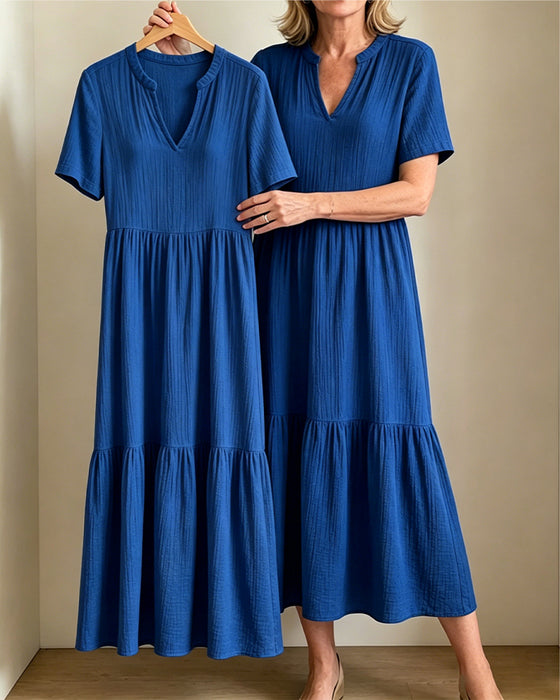 Jurk Casual Effen Kleur Korte Mouwen