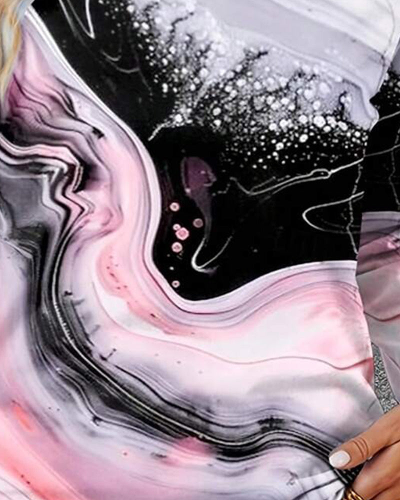 Top Ronde Hals Gedrukt Casual Lange Mouw