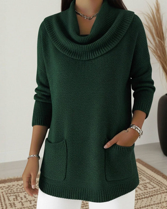 Pullover Col Sjaal Lange Mouwen