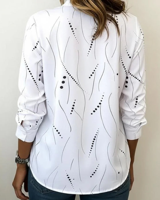 Blouses Lijn Print V-Hals
