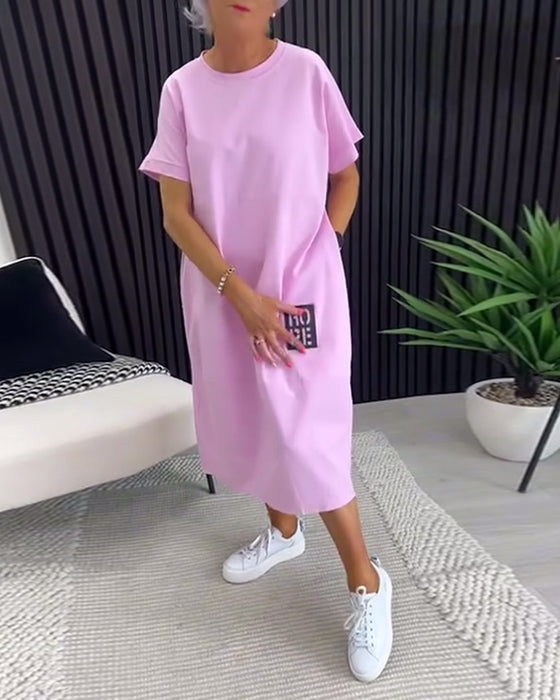 Jurk Korte Mouw Casual Recht Zak