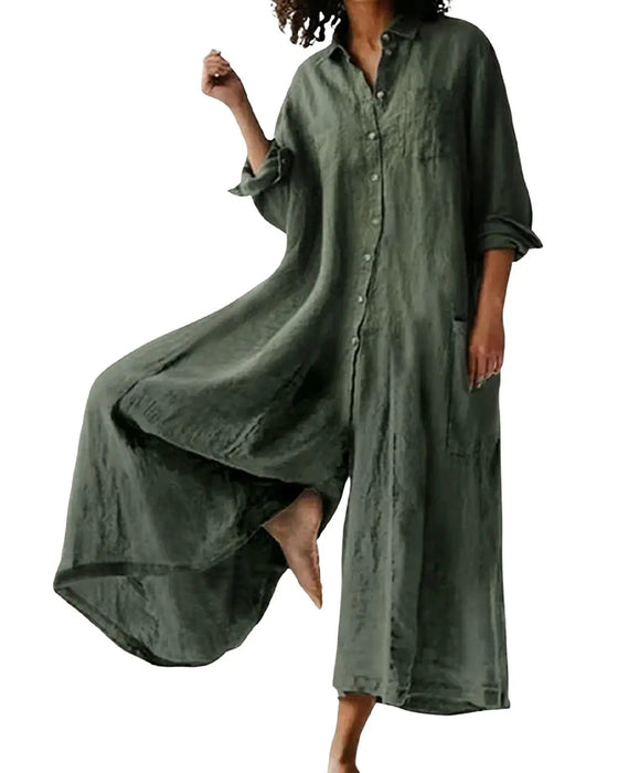 Jumpsuit Knoopsgat Los Gedrapeerd Casual