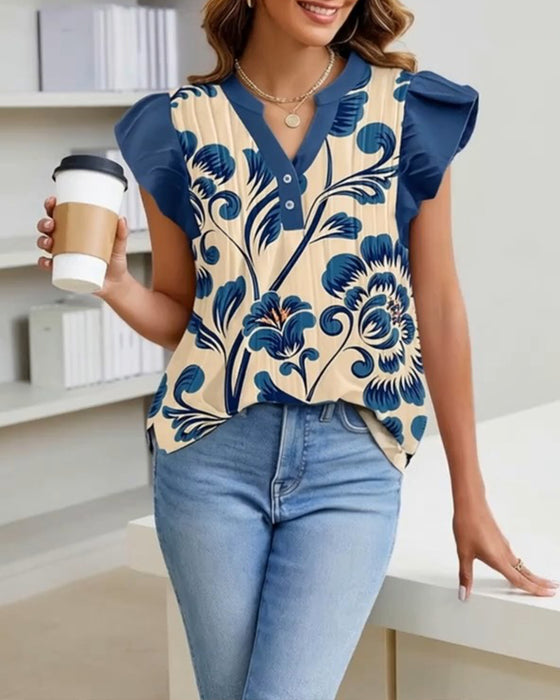 Blouse Bloemenprint Kleine Fladdermouw