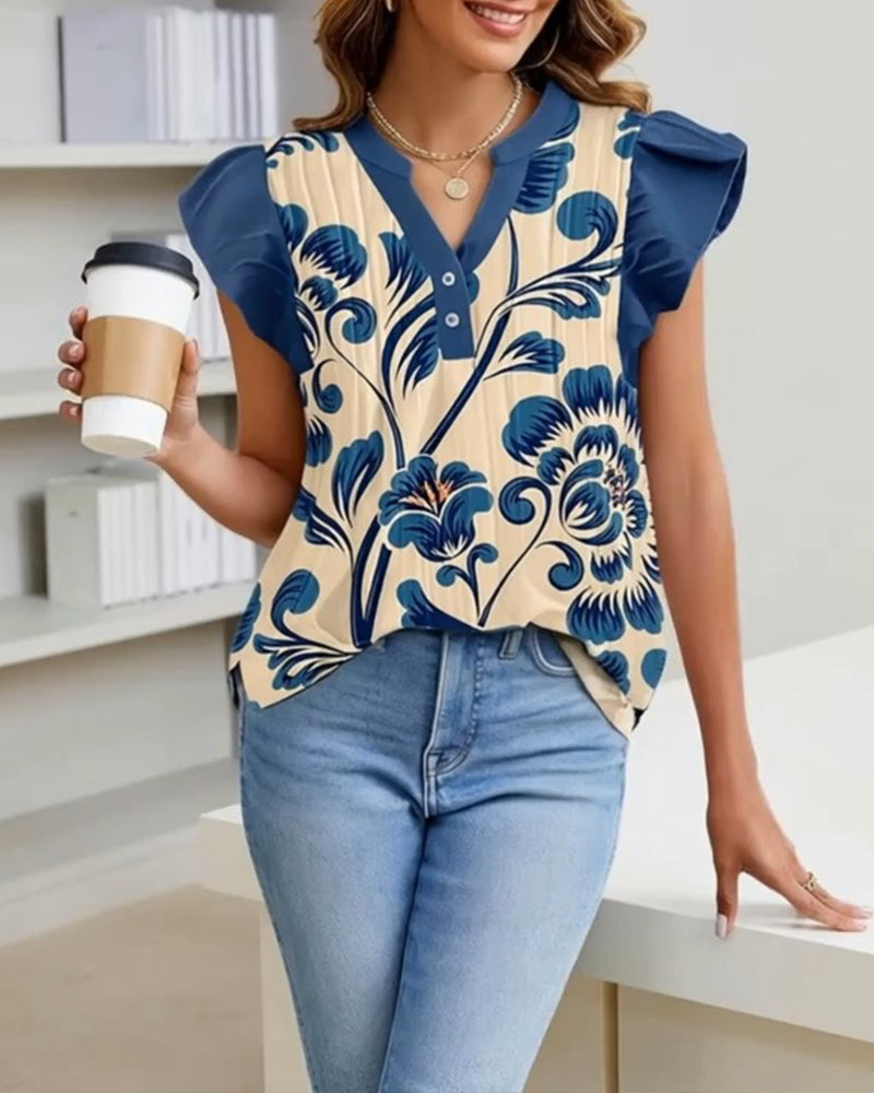 Blouse Bloemenprint Kleine Fladdermouw