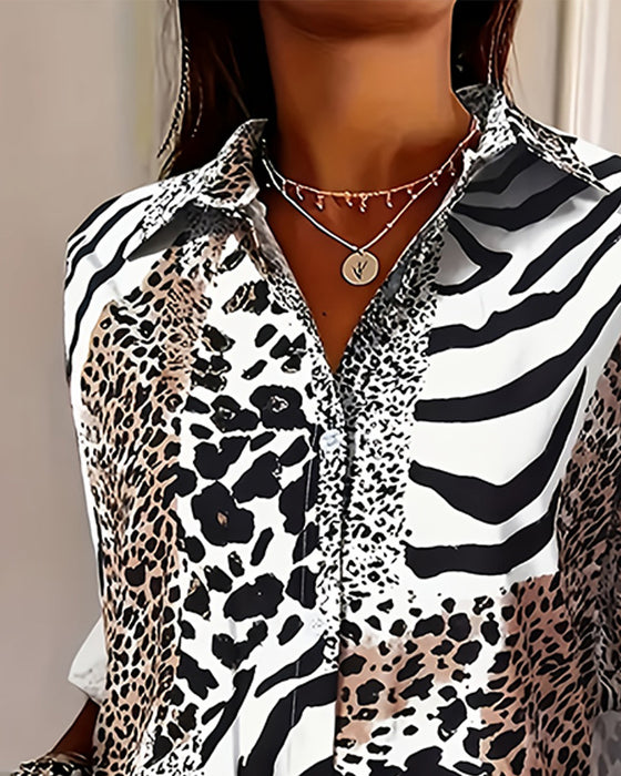 Blouse Zebra En Luipaard Print Los
