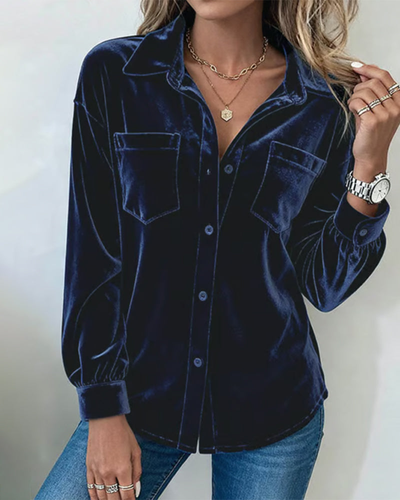 Langmouwig Overhemd Met Zakdesign En Kraag