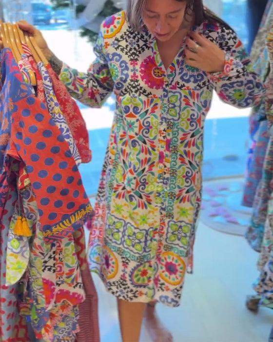 Jurk Lange Mouwen Bohemien Print