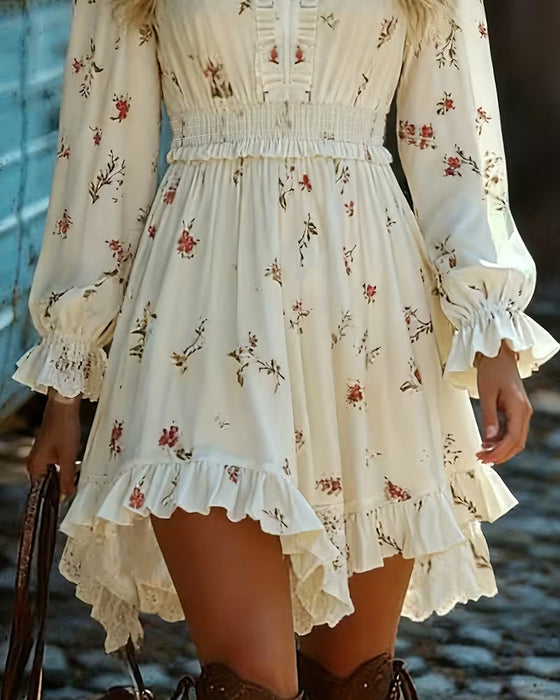 Jurk Elegant Lange Mouw Bloem