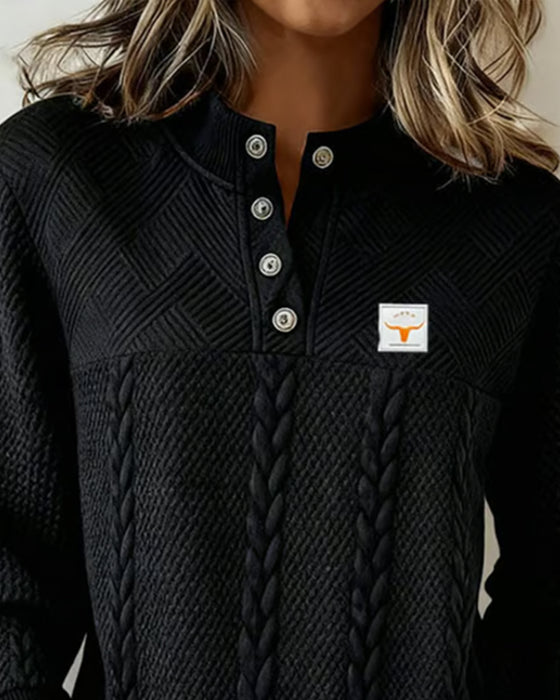 Casual Langmouwige Sweatshirt Met Jacquard