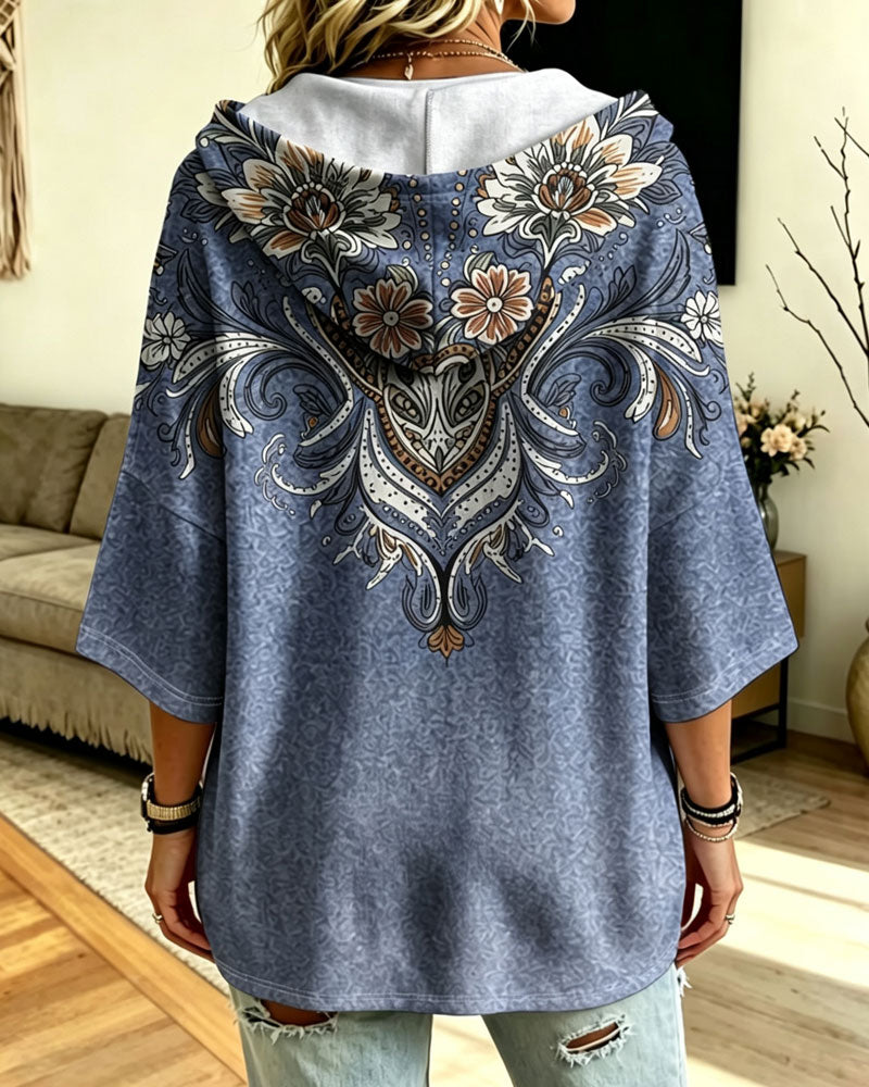 Jas Cape Stijl Met Capuchon Print