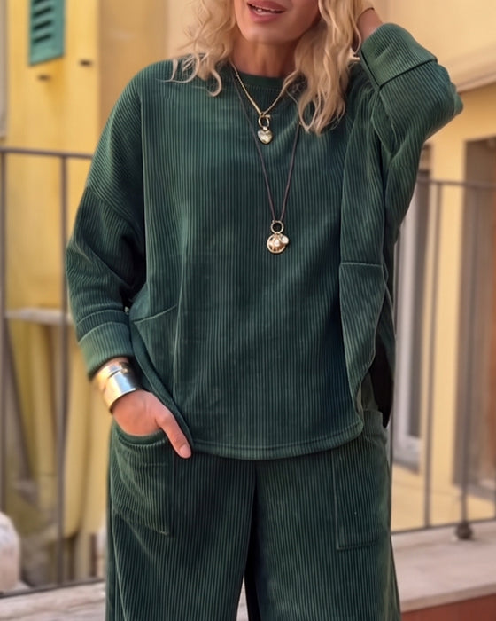 Set Effen Casual Ronde Hals