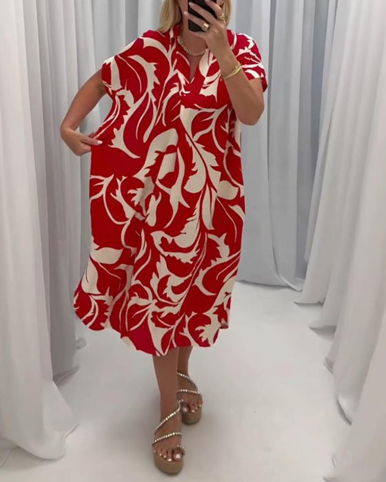 Casual jurk met contrasterende print en split